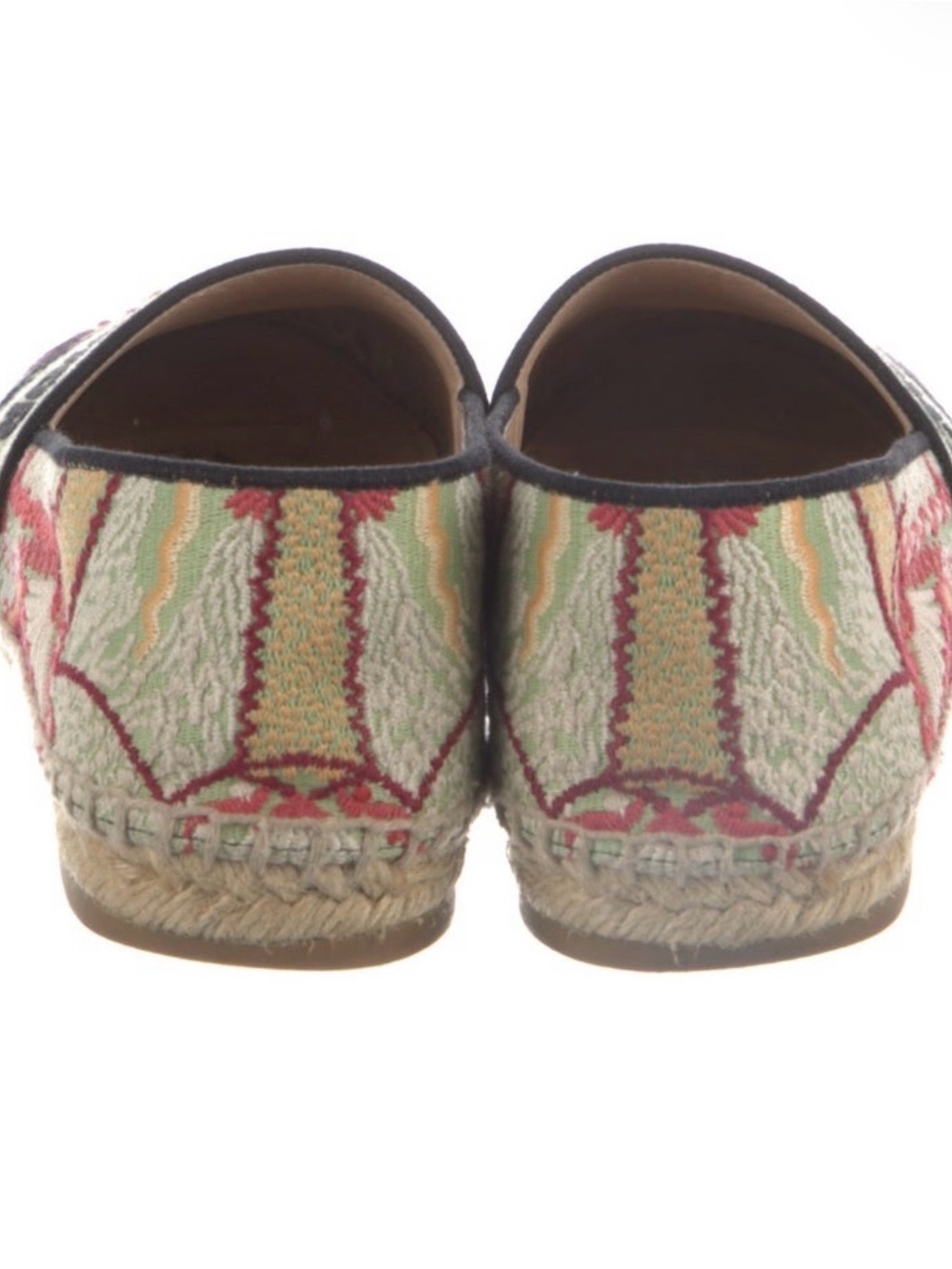 Dior Embroidered Cream and Red Espadrille Flats